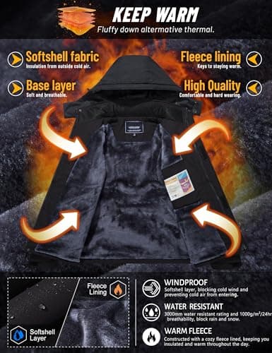 TACVASEN Men's Water-Resistant Winter Snow Ski Fleece Jacket Coat