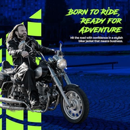 HWK Genuine Leather Motorcycle Jacket with Armor for Men