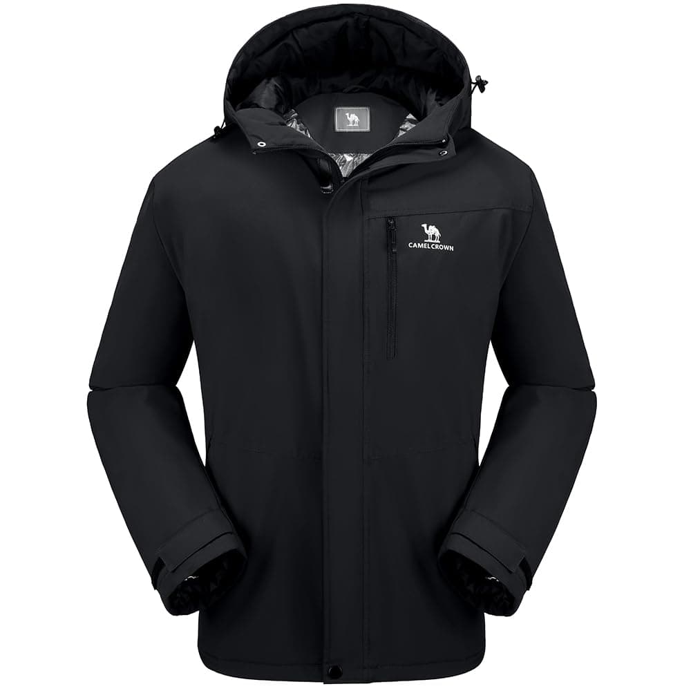 CAMEL CROWN Men's Waterproof Ski Jacket for Winter Hiking Rain Snow