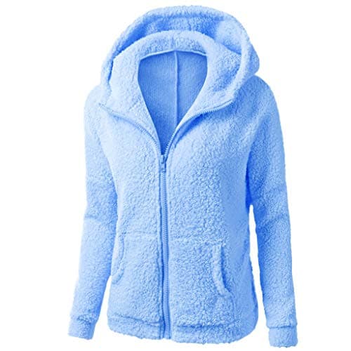 YMADREIG Women's 2023 Winter Fuzzy Fleece Zip-Up Hoodie Coats Plus Size Warm
