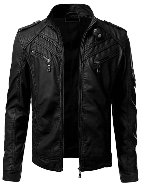 Men's Faux Leather Motorcycle Jacket