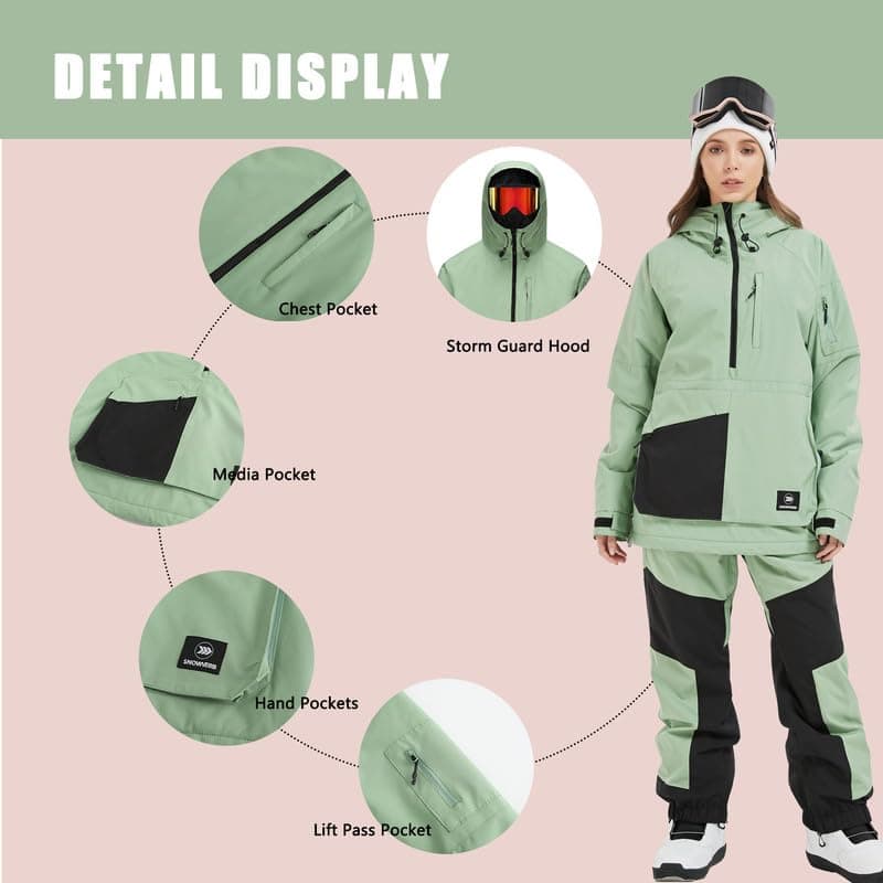 SNOWVERB Insulated Waterproof Snowboarding Jacket with Hood