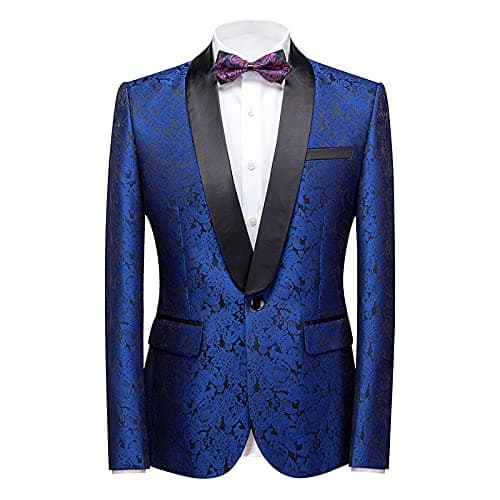 KUDORO Mens Slim Fit Formal Floral Tuxedo Suit Set for Wedding Dinner Party