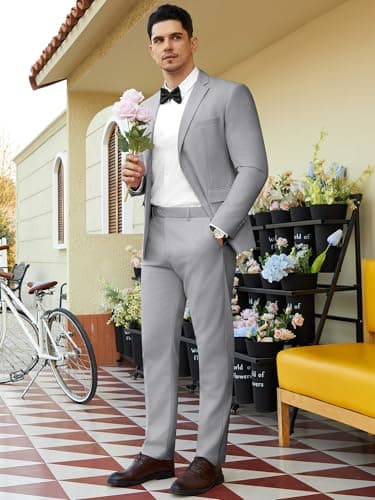 WEEN CHARM Men's Slim Fit 2-Piece Two Button Blazer Suit for Wedding Prom