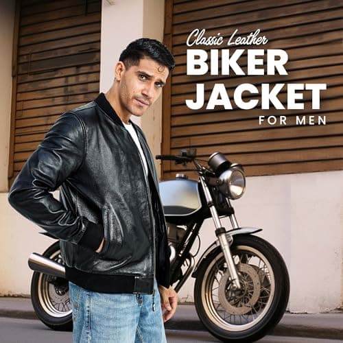 FinchesClub Black Lambskin Leather Bomber Jacket | Men's Motorcycle Heritage Style