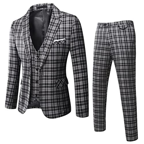 WULFUL Men’s Slim Fit 3-Piece Suit: Blazer, Vest & Pants for Business and Weddings