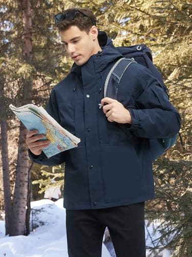VOPOKER Men's 3-in-1 Water Resistant Ski Snow Warm Fleece Jacket with Multi-Pockets