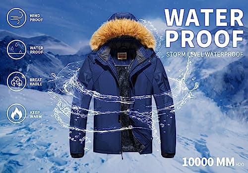WULFUL Men's Waterproof Ski Jacket for Warm Winter Snow Sports