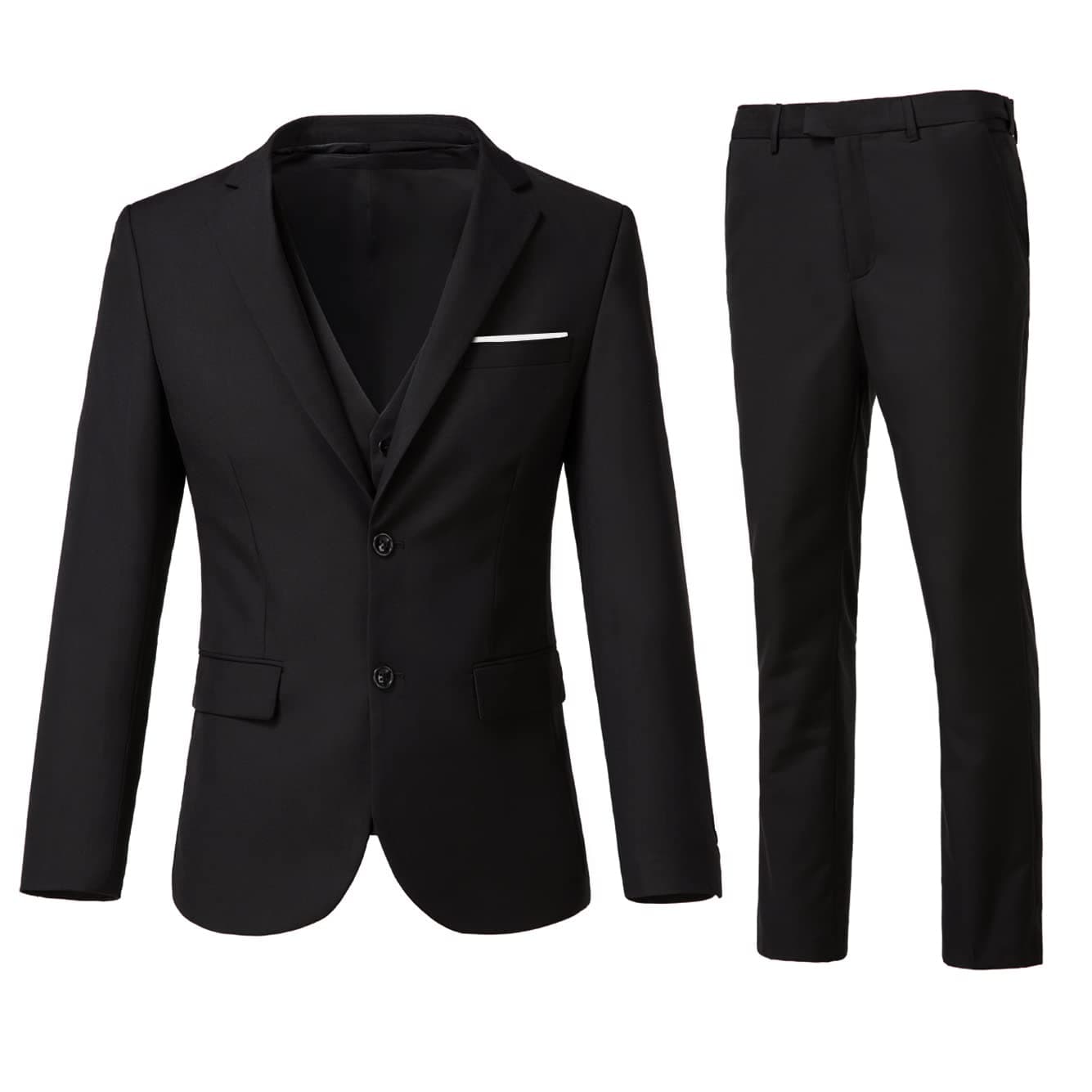 ZKHOECR Men's Slim Fit 3-Piece Suit