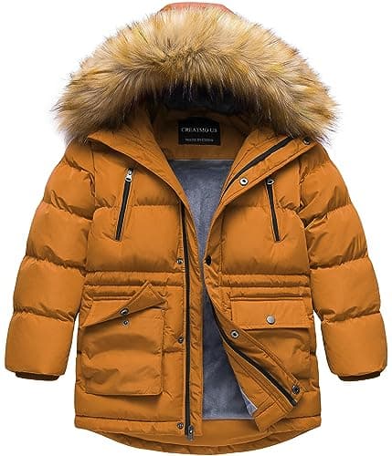 Creatmo US Boy's Winter Water Resistant Hooded Puffer Jacket
