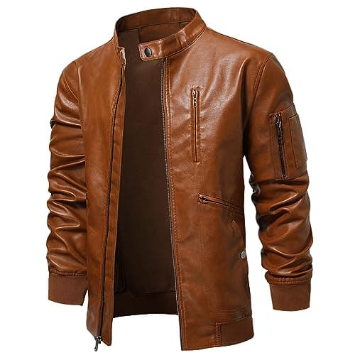 Men's Faux Leather Bomber Jacket