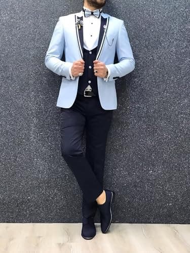 Suzhimo Men's Slim Fit Tuxedo Suit with Blazer, Pants & Tie for Marriage Prom