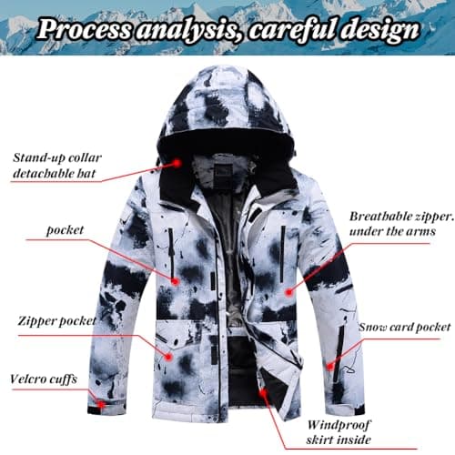 RIUIYELE Men's Insulated Waterproof Ski Suit Winter Skiing Snowboard Jacket Pants Set