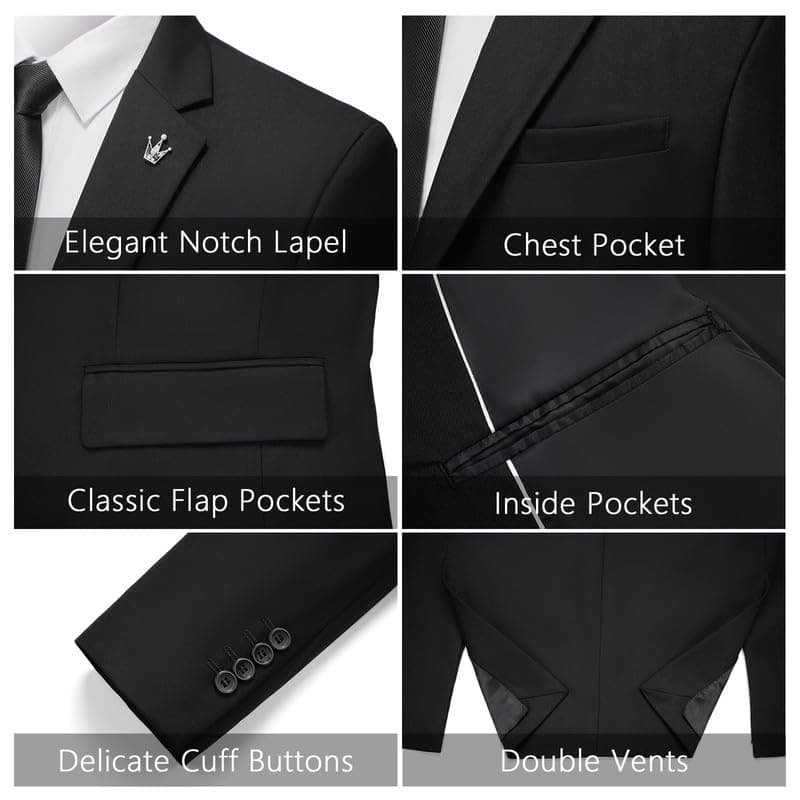 MAGE MALE Slim Fit 2 Piece Wedding Prom Tuxedo Suit with Notch Lapel