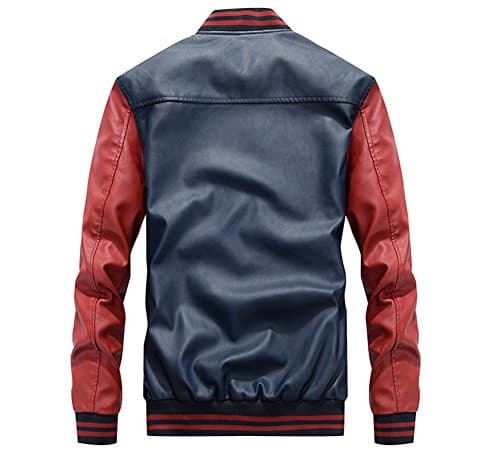 Lavnis Men's Faux Leather Slim Fit Casual Baseball Collar Jacket