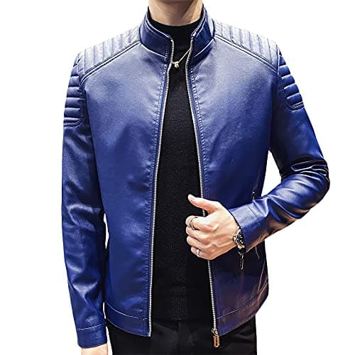 Men's Slim Fit Faux Leather Motorcycle Jacket