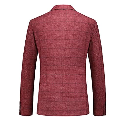 KUDORO Men's Slim Fit Tweed Plaid Suit Tuxedo Set