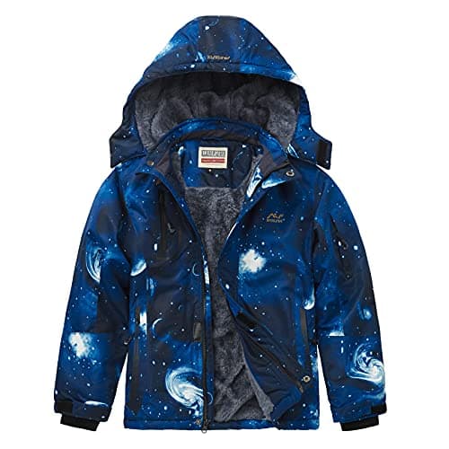 WULFUL Boys' Waterproof Fleece Hooded Ski Jacket