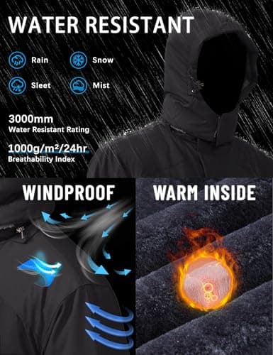 TACVASEN Men's Water-Resistant Winter Snow Ski Fleece Jacket Coat