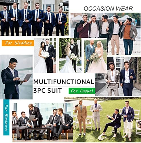 COOFANDY Men's 3-Piece Slim Fit Suit with Blazer Jacket and Pant