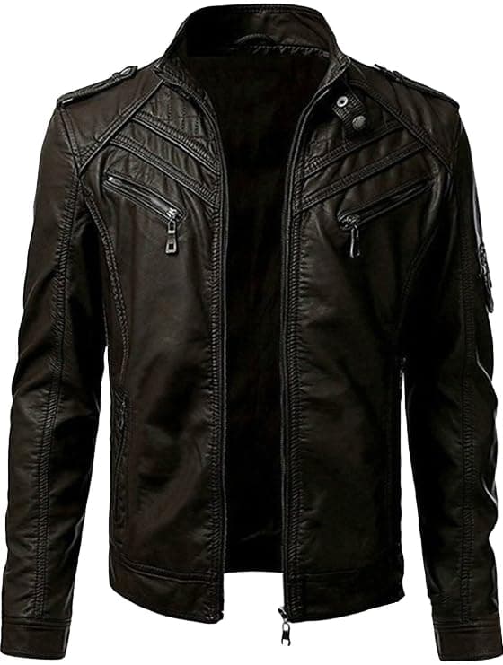 Men's Faux Leather Motorcycle Jacket