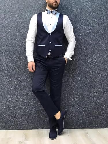 Suzhimo Men's Slim Fit Tuxedo Suit with Blazer, Pants & Tie for Marriage Prom