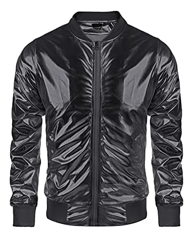 COOFANDY Men's Metallic Varsity Jacket