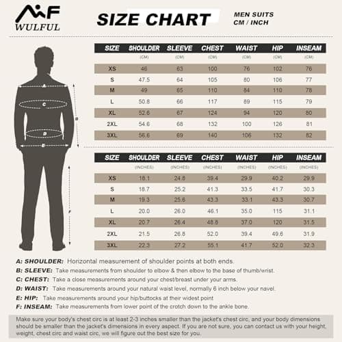 WULFUL Men's Slim Fit Suit Set for Party, Wedding & Business
