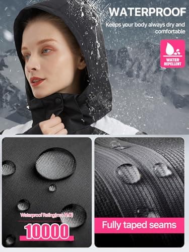 FREE SOLDIER Women's Waterproof Winter Ski Jacket Warm Fleece Lined with Hood