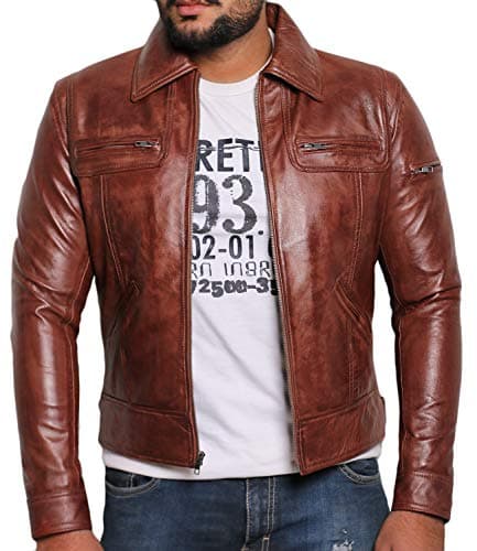 Laverapelle Men's Genuine Lambskin Leather Black Biker Jacket