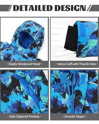 Owntop Kids Winter Ski Jacket Waterproof Puffer