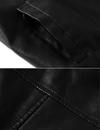 Men's Faux Leather Bomber Jacket with Fleece Lining by WenVen