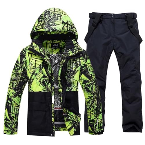 RIUIYELE Men's Insulated Waterproof Ski Suit Winter Skiing Snowboard Jacket Pants Set