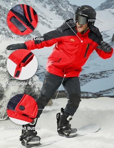 Men's Winter Snow Jacket with Fleece Lining and Multiple Pockets