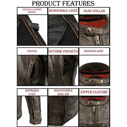 Milwaukee Men's Vented Black-Beige Distressed Leather Scooter Jacket with Liner
