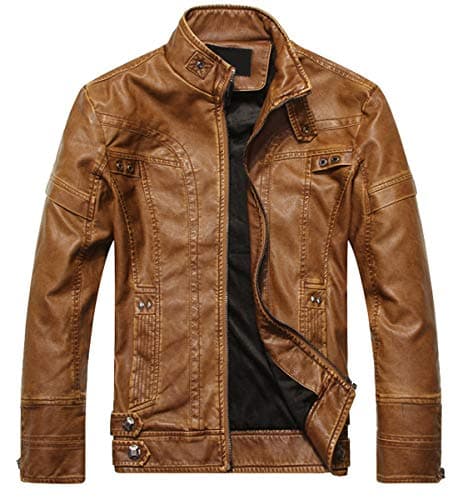 WULFUL Men's Vintage Leather Motorcycle Jacket