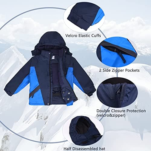 YingjieBoy Kids Waterproof Snowboarding Jacket, Warm Fleece Lined
