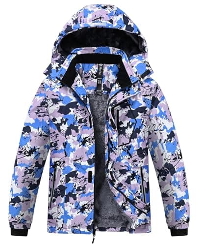 MoFiz Boys Waterproof Winter Hooded Ski Jacket with Zip Pockets