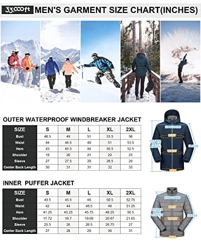 Men's 3-in-1 Waterproof Ski Jacket for Winter Sports