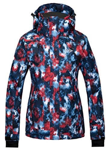 wantdo Women's Waterproof Ski Jacket Colorful Printed Warm Winter Parka