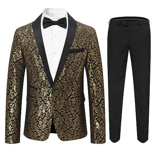 Cloudstyle Men's 2-Piece Floral Jacquard Suit