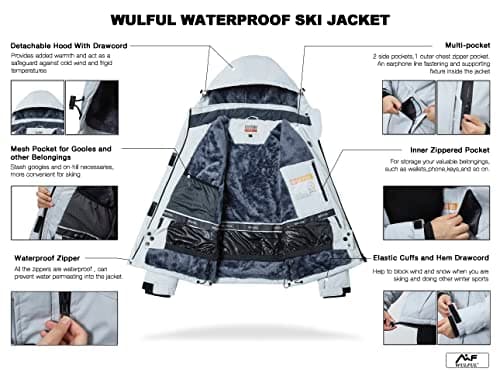 Women's Waterproof Snow Ski Jacket with Detachable Hood