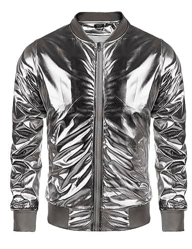 COOFANDY Men's Metallic Varsity Jacket