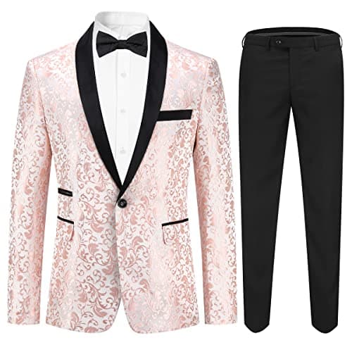 Cloudstyle Men's 2-Piece Floral Jacquard Suit