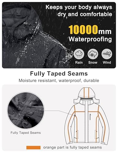 Little Donkey Andy Men's Waterproof Ski Snowboarding Windproof Jacket Warm with Detachable Hood