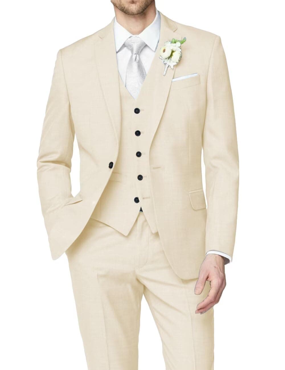 HUUTOE Men's Slim Fit Wedding Groomsmen Tuxedo Suit Set