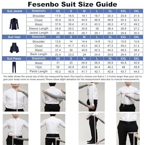 Fesenbo Men's Slim Fit 2-Piece Business Suit Blazer and Pants for Prom and Weddings