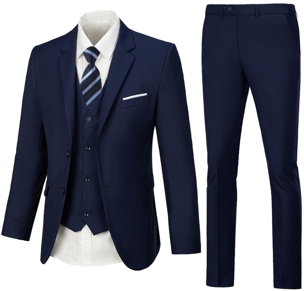 WOMS Men's Slim Fit 3-Piece Business Suit Set