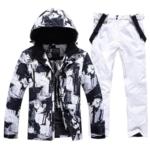 RIUIYELE Men's Insulated Waterproof Ski Suit Winter Skiing Snowboard Jacket Pants Set