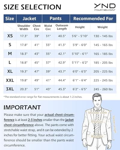 YND Men's Slim Fit 3 Piece Suit with Tie
